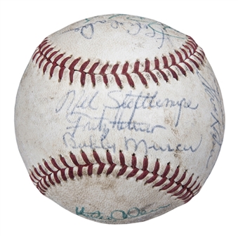 1973 New York Yankees Multi Signed OAL Cronin Baseball With 15 Signatures Including Munson, Murcer & Michael (Beckett)